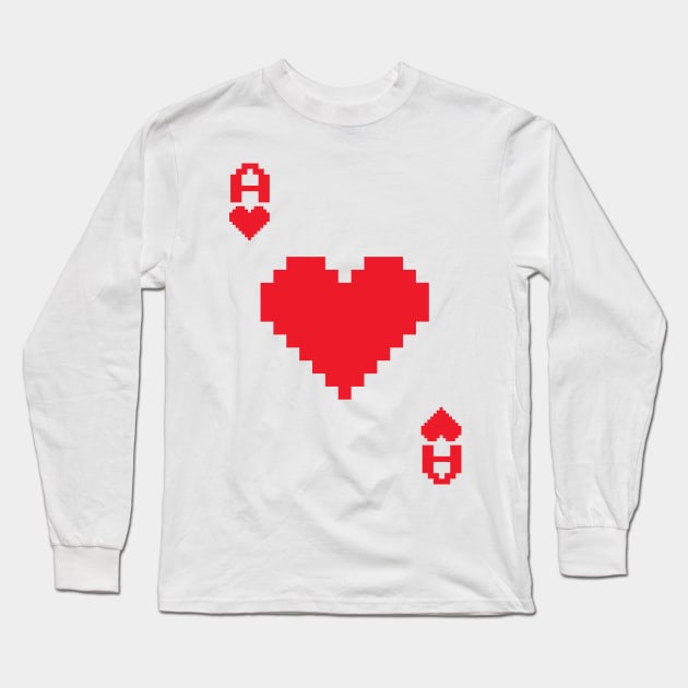 Ace of Hearts I (pixelated) Long Sleeve T-Shirt by Dellan